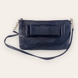 KATE SPADE- Villabella Avenue Celina Pebbled Leather Black Bow Crossbody Handbag